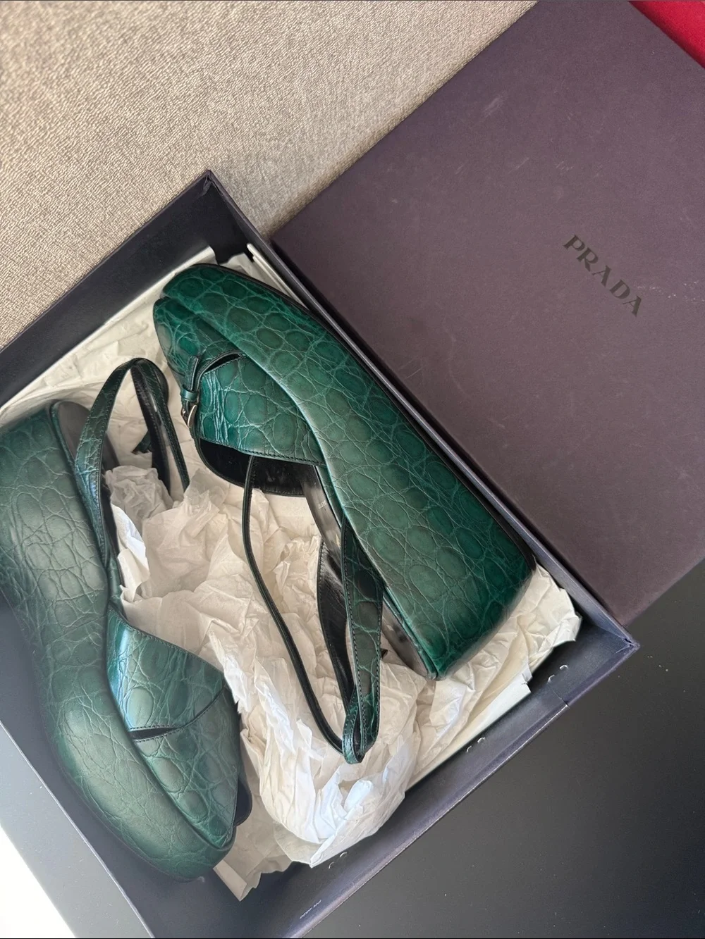 Prada Dark Green wedges